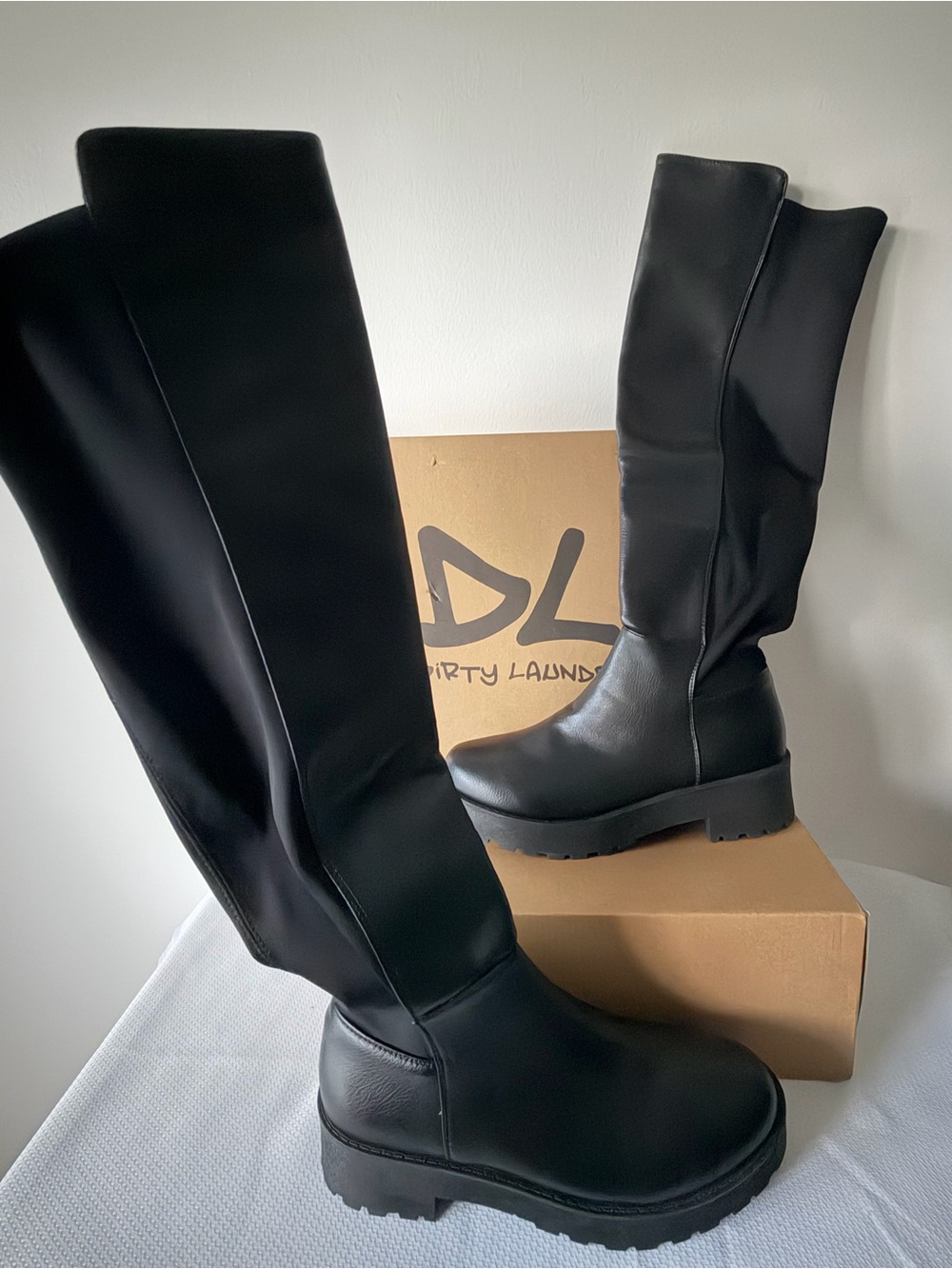 Dirty Laundry Black Over-the-Knee Lug Platform Boots